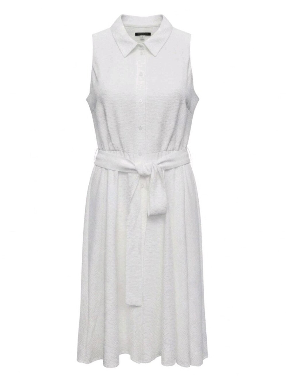 Tommy Hilfiger Sleeveless Shirt Dress White Ivory Bow Belted Midi Lined Size 16